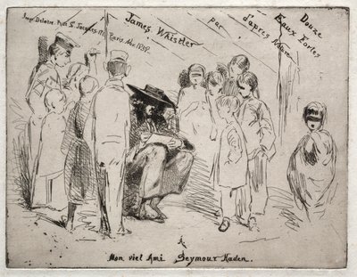 Tolv etsningar från naturen: Titelsida - Delauney Sketching, 1858. av James Abbott McNeill Whistler