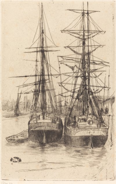 Två skepp, 1875. av James Abbott McNeill Whistler
