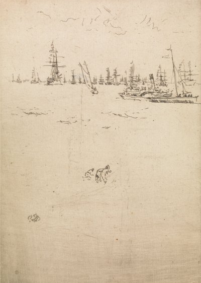 Visitors Boat, från en uppsättning av tolv etsningar med titeln The Naval Review, 1887 av James Abbott McNeill Whistler