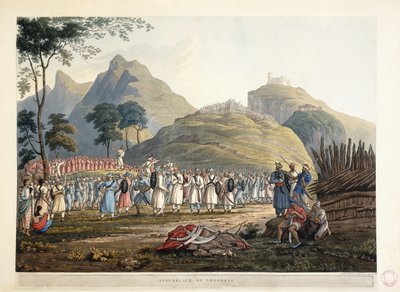 Ghoorkas församling, 1820 av James Baillie Fraser