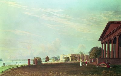 Barrackpore House, Calcutta, graverat av Robert Havell, pub. 1824 (gravyr) av James Baillie Fraser