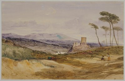 Landskap med slott och figurer av James Baker Pyne
