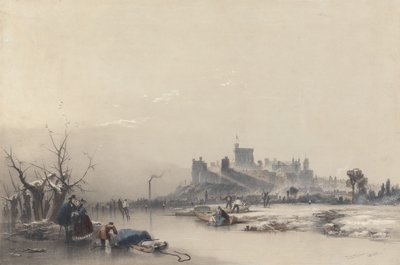 Windsor Castle från den frusna floden under den stora kölden av James Baker Pyne