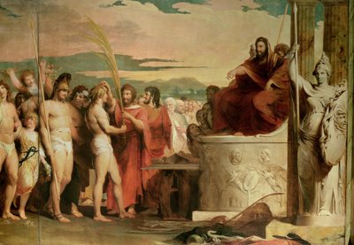 Crowning the Victors at Olympia, tredje i serien The Progress of Human Culture and Knowledge, detalj av segrarna som kröntes före Hellanodicae, ca 1777-84 (se 101472, 10 av James Barry