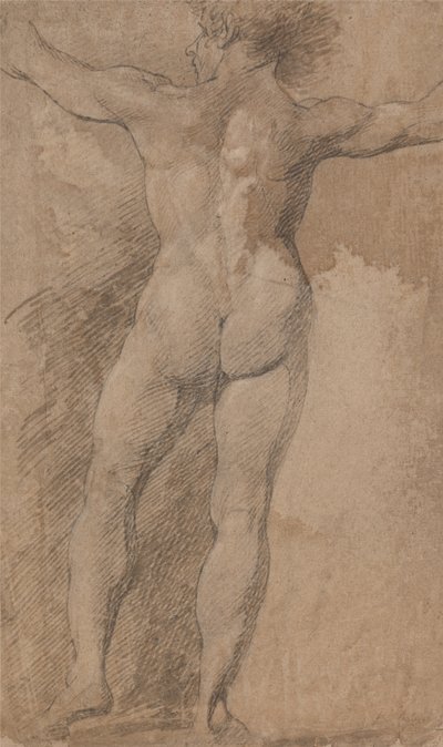 Man med breda armar sedd bakifrån av James Barry