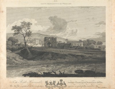 Avlägsen utsikt över Whalley Abbey av James Basire