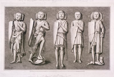 Fem riddarebilder från Temple Church, London, 1786. av James Basire I