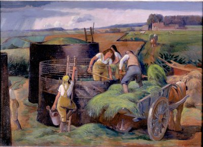 Ensilage, ca 1940 (olja på duk) av James Bateman
