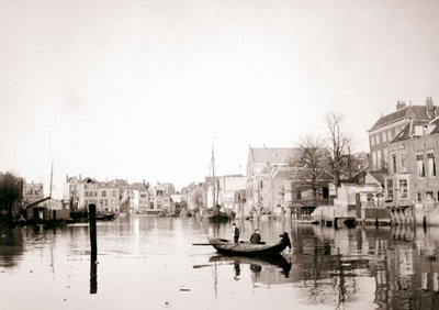 Båt på kanalen, Dordrecht, Nederländerna, 1898. av James Batkin
