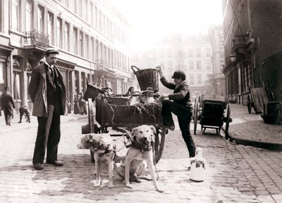 Pojke med hundkärra, Antwerpen, 1898. av James Batkin