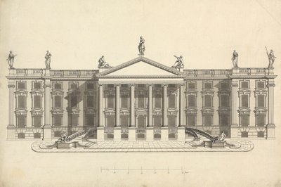 Färdig ritning av oidentifierad Palladian Mansion av James Bruce