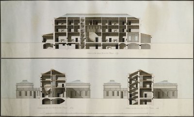 Designs for a Neo-Classical House for Lord Charleville: Three Sections av James Byres