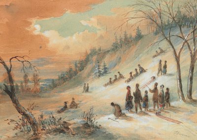 Kälkeåkning på en sluttning, nära Montreal av James D. Duncan