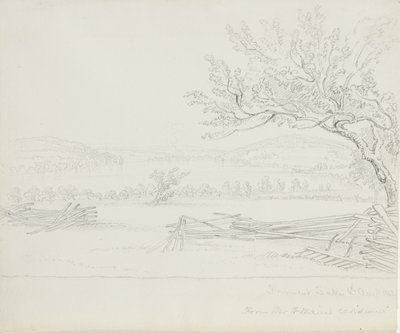 Derwent Lake från Mr. W. Mains Residence, 1843 (grafit på krämvävt papper) av James David Smillie