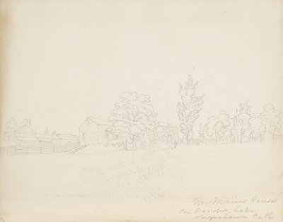 Mr. Mains House på Derwent Lake, Susquehanna Co. Pa., 1843 (grafit på krämvävt papper) av James David Smillie