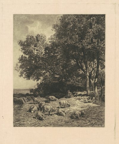 Landskap med får av James David Smillie, after Charles Émile Jacque