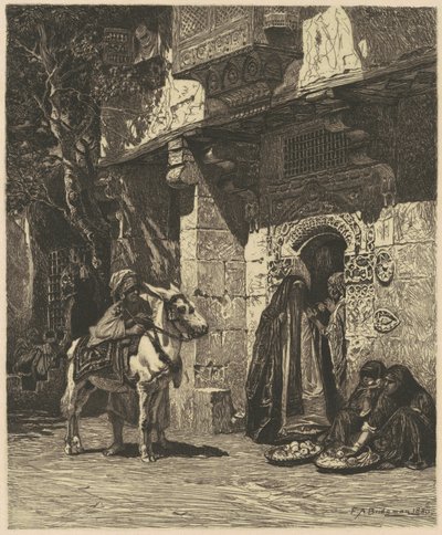En dam från Kairo på besök av James David Smillie, after Frederic Arthur Bridgman