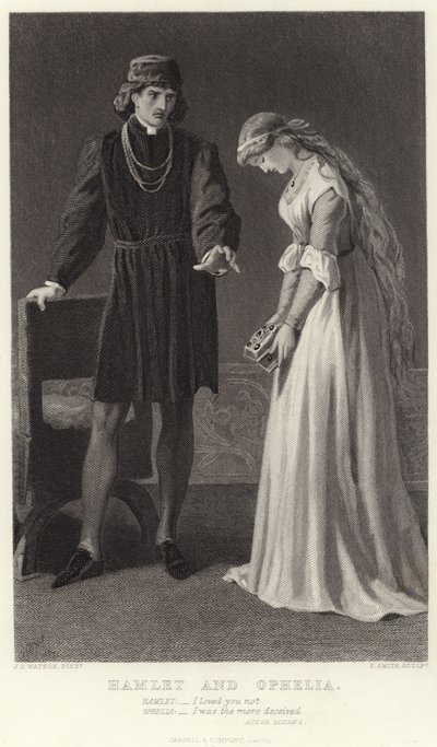 Hamlet och Ophelia, akt III, scen I av James Dawson Watson