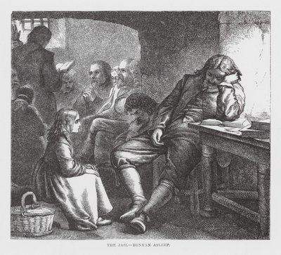 Fängelset, Bunyan sover (gravyr) av James Dawson Watson