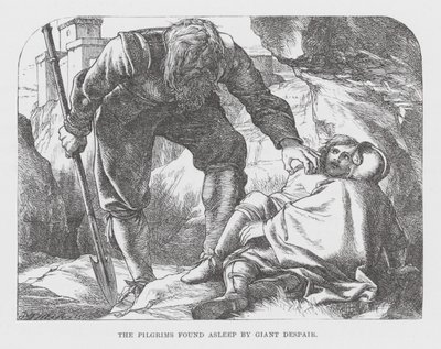 Pilgrimerna hittades sovande av jätten Despair (gravyr) av James Dawson Watson