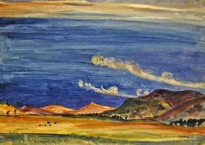 Thunder in the Mountains (akvarell över penna på papper) av James Dickson Innes