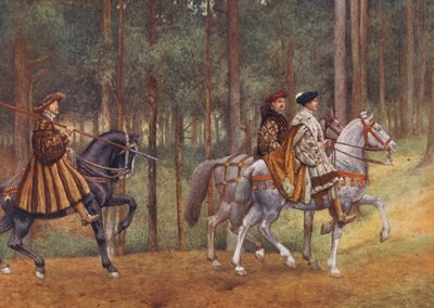 Shakespeares Köpmannen i Venedig: Bassanio och Gratiano (färglitografi) av James Dromgole Linton