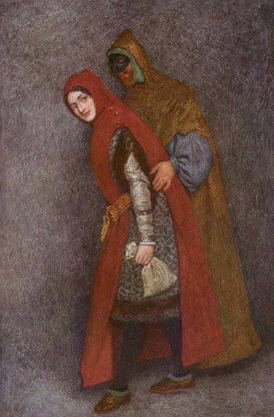 Shakespeares Köpmannen i Venedig: Lorenzo och Jessica (färglitografi) av James Dromgole Linton