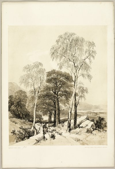 Björk och ek, från Parken och skogen av James Duffield Harding