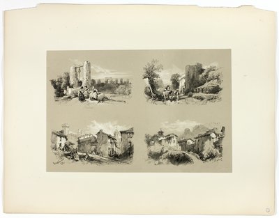 Frejus, Beaucaire, Chateau, från Picturesque Selections av James Duffield Harding