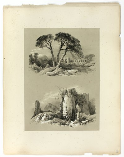 Frejus och Pennard Castle, från Picturesque Selections av James Duffield Harding
