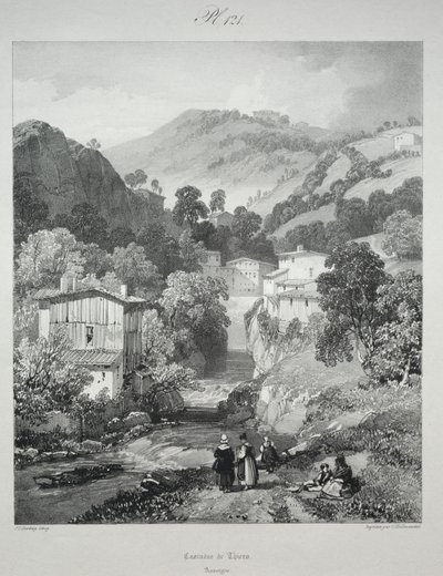 Pittoreska och romantiska resor i det antika Frankrike. Auvergne: Thiers vattenfall av James Duffield Harding