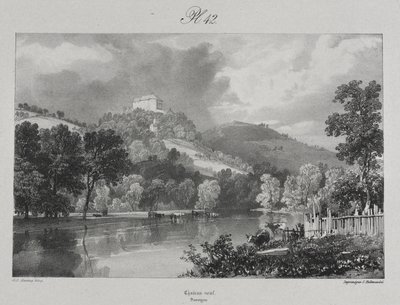 Pittoreska och romantiska resor i det gamla Frankrike. Auvergne: Château Neuf av James Duffield Harding