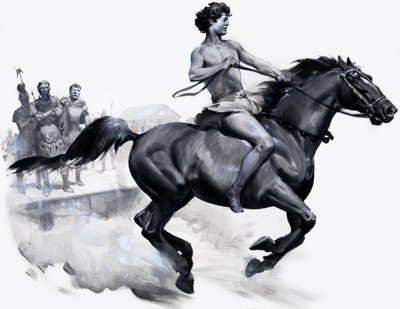 Alexander den store rider på Bucephalus (gouache på papper) av James Edwin McConnell