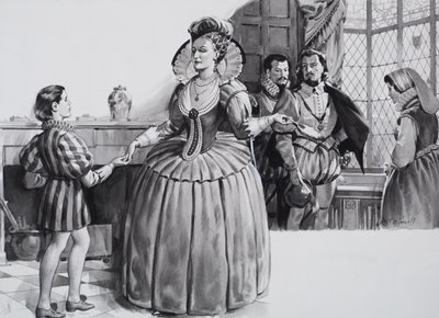 Den unge Francis Bacon och drottning Elizabeth I (gouache på papper) av James Edwin McConnell