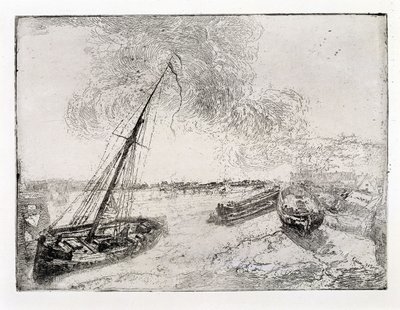 Strandade pråmar av James Ensor