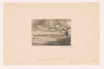 Vy över Slijkens med en väderkvarn i förgrunden Moulin a Slijkens av James Ensor