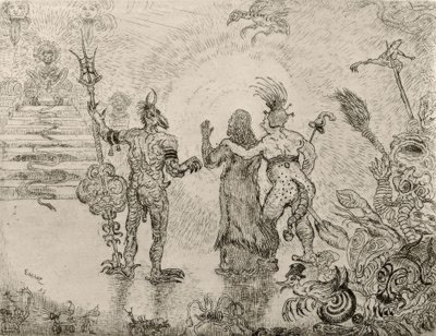 Dzitts och Hihanox djävlar leder Kristus till helvetet - Dzitts demoner i Hihanox leder Kristus till helvetet av James Sidney Ensor