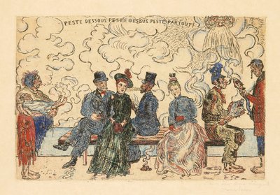 Pest under, Pest ovan, Pest överallt (Föroreningar under, Föroreningar ovan, Föroreningar överallt) av James Ensor