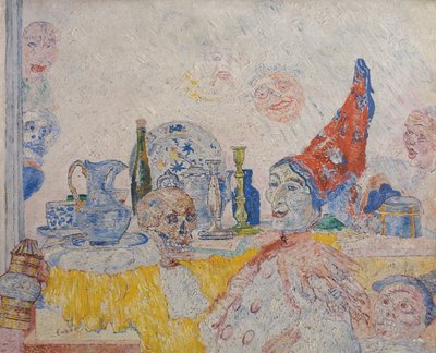 Pierrot som skelett i en gul toga av James Ensor