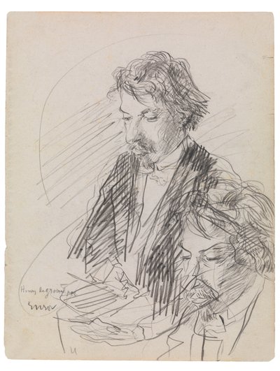 Porträtt av konstnären Henry De Groux, ca 1883 (conte crayon på papper) av James Ensor