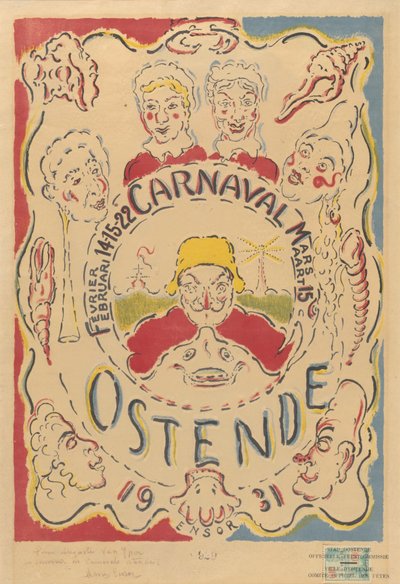 Plakat für den Karneval in Ostende av James Ensor