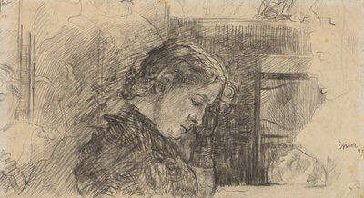 Profil av en kvinna (Mariette Rousseau) och andra figurer av James Ensor
