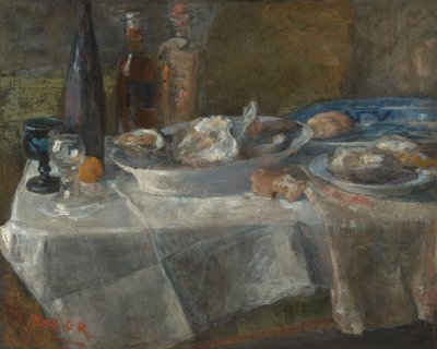 Stilleben med ostron (ljusstudie) av James Ensor
