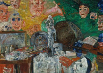 Stilleben i studion eller Attributes of the Arts av James Ensor