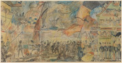 The Strike Action (krita, blyerts  pastell på papper monterat på kartong) av James Ensor