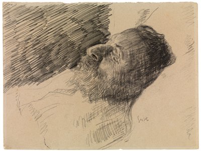 Konstnärens far i döden (krita på papper) av James Ensor