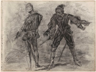 Två spanska adelsmän med svärd (framifrån, bakifrån) av James Ensor