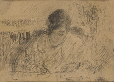 Kvinna som skriver ett brev (Ensors syster) av James Ensor