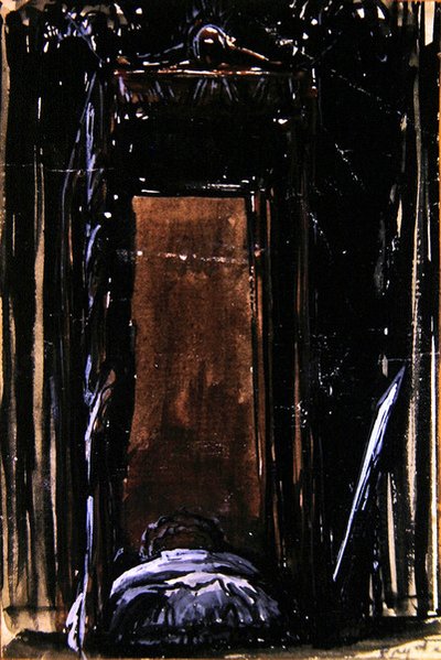 Sängen, ca 1909 (bläck & gouache på papper) av James Ferrier Pryde