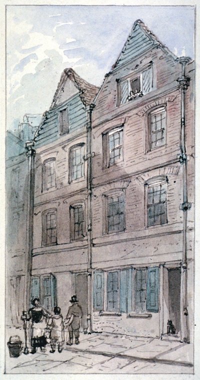 Hus i Blackhorse Alley, Fleet Street, City of London, 1850 av James Findlay